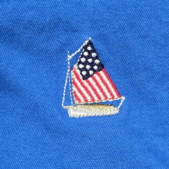 Vineyard Vines Shorts Mens 36 Blue Embroidered Sail Boat American Flag Casual - Picture 4 of 14